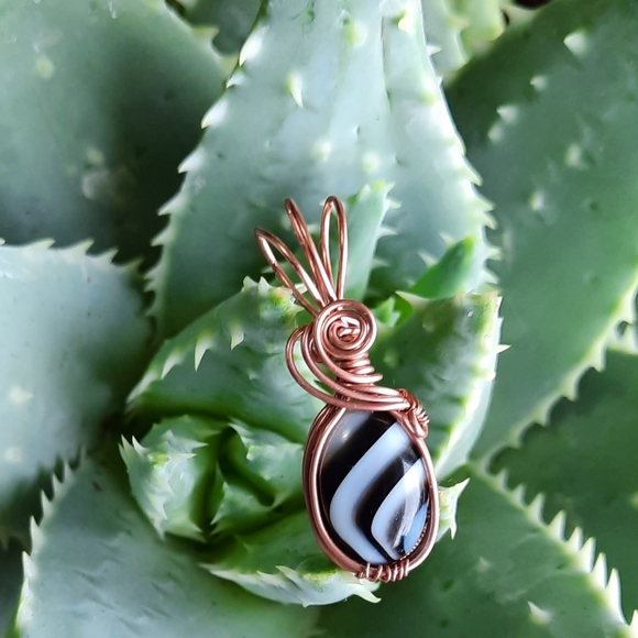 Artisan Other - Mini Agate Copper Pendant Bohemian Art Jewelry